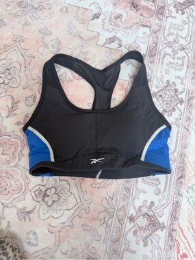 Reebok Black and Blue Racerback Sports Bra with Contrast Trim